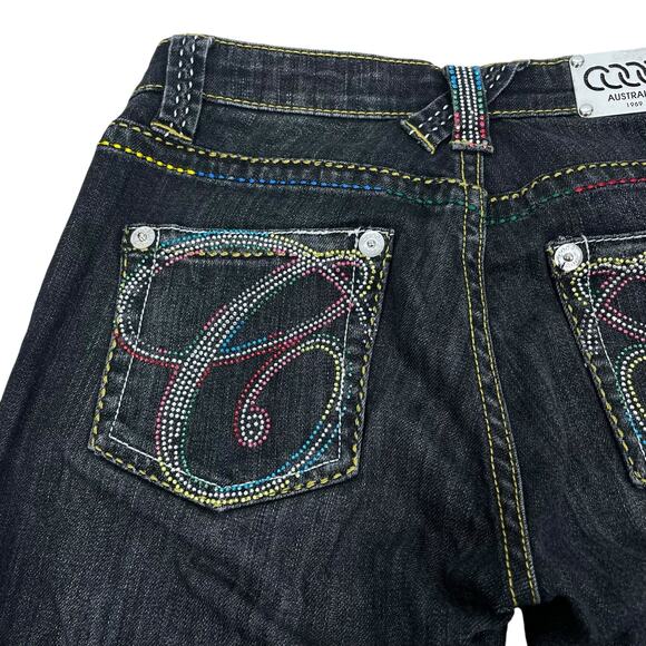 COOGI Rainbow Embellished Straight Leg Jeans Dark Wash Size 1/2 28x32 - Picture 10 of 12
